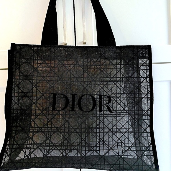 New GWP Christian Dior Beauty Parfums Makeup Black Velvet Mesh Large Tote Bag. - Picture 5 of 7